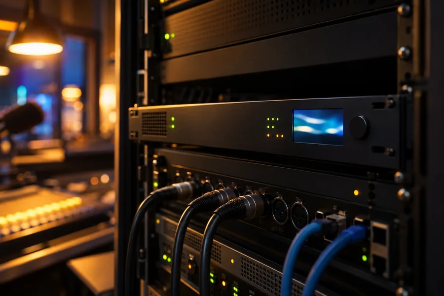 Illustration: a slim encoder in a studio rack